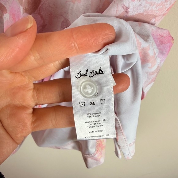 Bad Birdie Mens XL Pink Floral Performance Golf Polo Shirt Short Sleeve Stretch - Picture 6 of 9